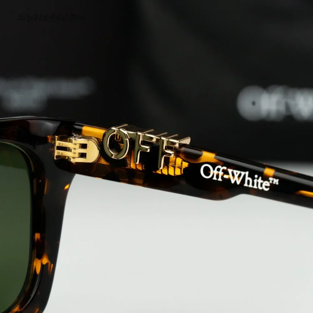 Off-White Men Sunglasses Havana Green Square OERI13E ALBANY 6055 NEW AUTHENTIC
